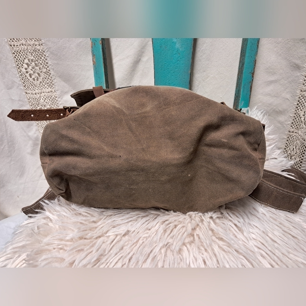 Southwestern Style Canvas And Suede Backpack - Picture 3 of 7